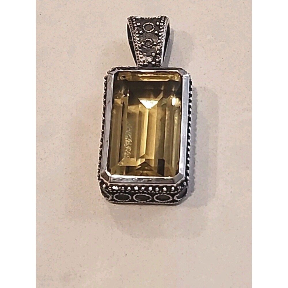 SLV SADYE L VASSIL STERLING SILVER LARGE CITRINE PENDANT - Picture 2 of 6